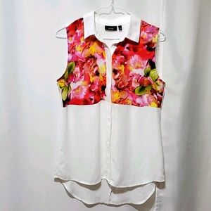 Apt. 9 Sleeveless Floral Colorblock Top sz S